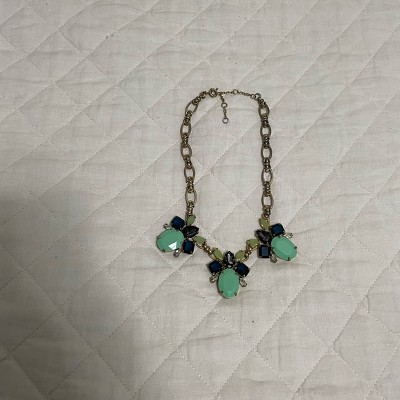 J Crew stunning turquoise jade navy necklace - Picture 2 of 4